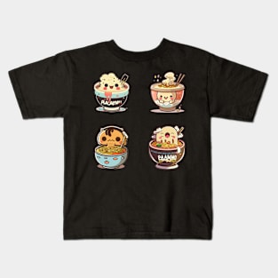 Funny 4 kawaii eating ramen anime kawaii Kids T-Shirt